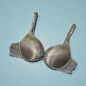Aerie Sequined Padded Lace Push-up Bra Silver Gray  34B #2026